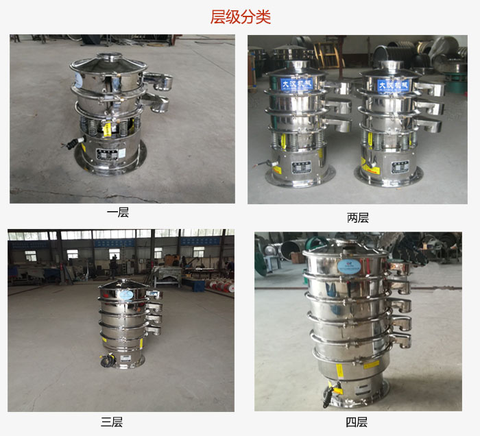 小型不銹鋼振動(dòng)篩層級(jí)展示：一層，兩層，三層，四層等。