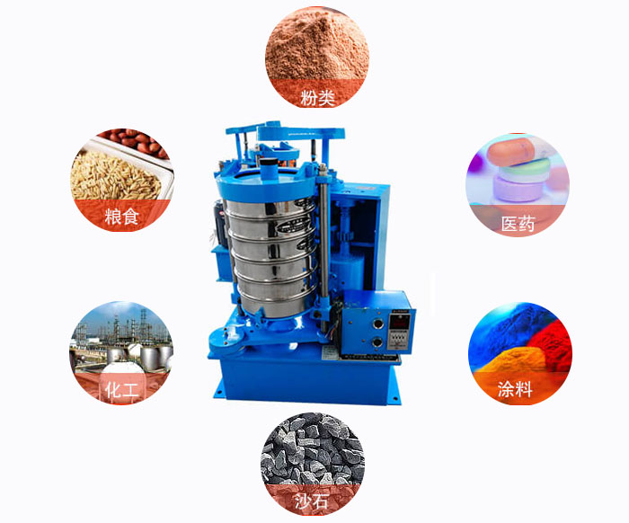 拍擊式標(biāo)準(zhǔn)振篩機(jī)適用范圍：粉狀，醫(yī)藥，糧食，石沙，化工，涂料等