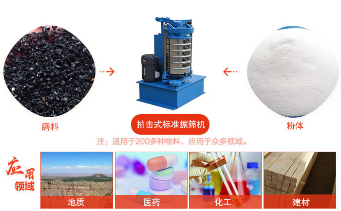 拍擊篩適用于多種物料顆粒狀，粉狀，不規(guī)則物料的篩分。